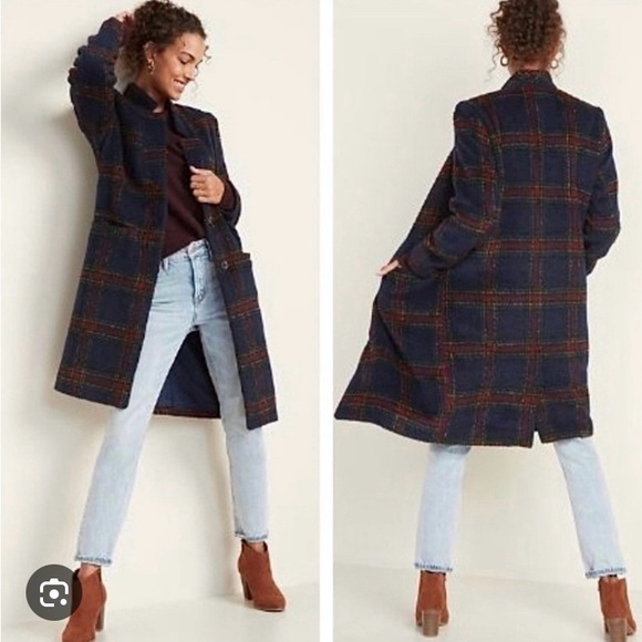Plaid Women's Pea Coat - Picture 1 of 5
